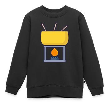 Fondue à fondue au fromage Dîner de Noël - Sweat Premium enfant bio - noir - Devant - AI Model Kid Female (0cm)