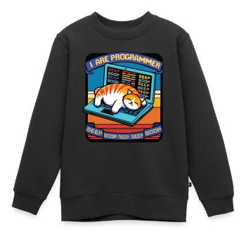 Ich bin Programmierer, fette schlafende Katze - Kinder Premium Organic Sweatshirt - Schwarz - Vorne - AI Model Kid Female (0cm)