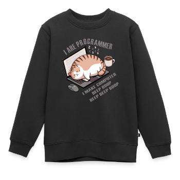 Ich bin Programmierer, fette schlafende Katze - Kinder Premium Organic Sweatshirt - Schwarz - Vorne - AI Model Kid Female (0cm)