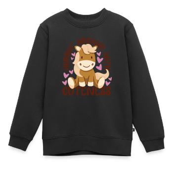 Poulain mignon câpres - Sweat Premium enfant bio - noir - Devant - AI Model Kid Female (0cm)
