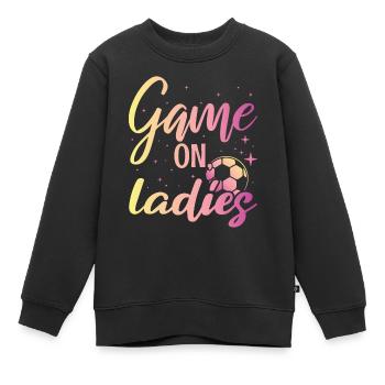 Soccer féminin, Football féminin, Football féminin - Sweat Premium enfant bio - noir - Devant - AI Model Kid Female (0cm)
