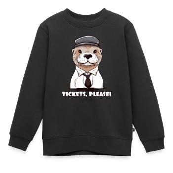 Tickets please! The platoon leader Otter - Kids Premium Organic Sweatshirt - black - Front - AI Model Kid Female (0cm)