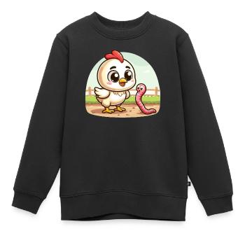 Hühnerwurm-Farm-Farm-Bauer - Kinder Premium Organic Sweatshirt - Schwarz - Vorne - AI Model Kid Female (0cm)