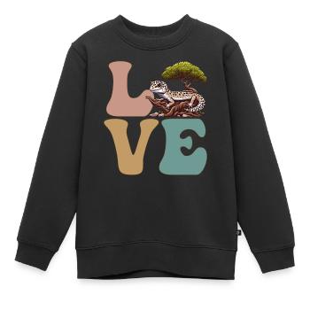 Leopardgecko Eidechse Reptil - Kinder Premium Organic Sweatshirt - Schwarz - Vorne - AI Model Kid Female (0cm)