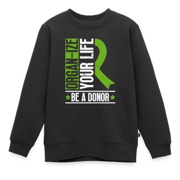 Don d’organes Greffe d’organes Don d’organes - Sweat Premium enfant bio - noir - Devant - AI Model Kid Female (0cm)