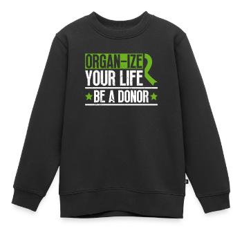 Don d’organes Greffe d’organes Don d’organes - Sweat Premium enfant bio - noir - Devant - AI Model Kid Female (0cm)