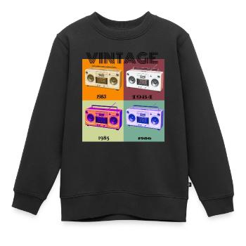 Radio Cassette Player, Retro - Kids Premium Organic Sweatshirt - black - Front - AI Model Kid Female (0cm)