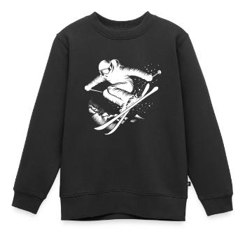 Saut à ski, Ski, Piste, Ski, Vacances, plaisir - Sweat Premium enfant bio - noir - Devant - AI Model Kid Female (0cm)