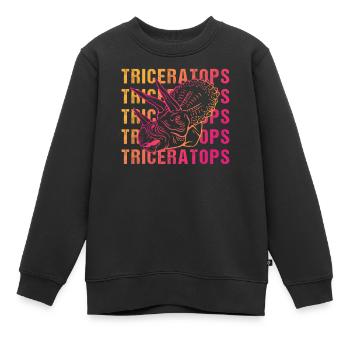Triceratops Jeu de mots Design Vintage Look - Sweat Premium enfant bio - noir - Devant - AI Model Kid Female (0cm)