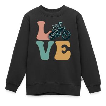 Motorradfahren Motorradfahrer Motorradskelett - Kinder Premium Organic Sweatshirt - Schwarz - Vorne - AI Model Kid Female (0cm)