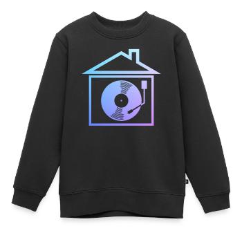 House Music Rave Vinyl Schallplatte DJ - Kinder Premium Organic Sweatshirt - Schwarz - Vorne - AI Model Kid Female (0cm)