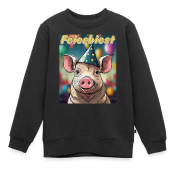 BÊTE DE CÉLÉBRATION DE COCHON - Sweat Premium enfant bio - noir - Devant - AI Model Kid Female (0cm)