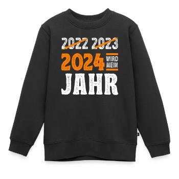 Silvester 2024 wird mein Jahr - Kinder Premium Organic Sweatshirt - Schwarz - Vorne - AI Model Kid Female (0cm)