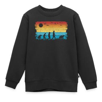 Carreleur Evolution Retro - Sweat Premium enfant bio - noir - Devant - AI Model Kid Female (0cm)