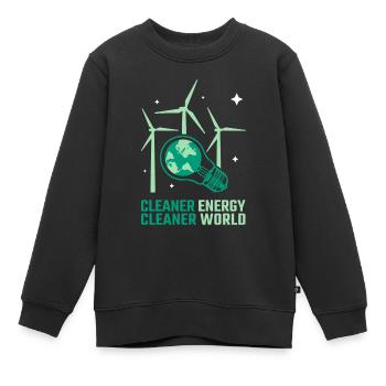 Énergie éolienne Énergie plus propre Énergie éolienne - Sweat Premium enfant bio - noir - Devant - AI Model Kid Female (0cm)