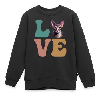 Orientalisch Kurzhaar Katze - Kinder Premium Organic Sweatshirt - Schwarz - Vorne - AI Model Kid Female (0cm)