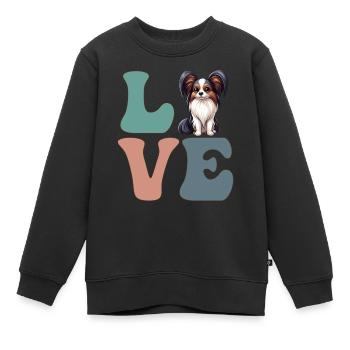 Papillon Hundeliebhaber - Kinder Premium Organic Sweatshirt - Schwarz - Vorne - AI Model Kid Female (0cm)