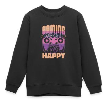 Das Mantra des fröhlichen Spielers - Kinder Premium Organic Sweatshirt - Schwarz - Vorne - AI Model Kid Female (0cm)