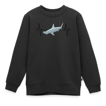 Hammerhai Herzschlag Liebe Ozean - Kinder Premium Organic Sweatshirt - Schwarz - Vorne - AI Model Kid Female (0cm)