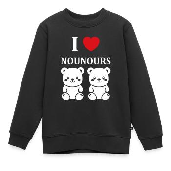 Ours en peluche petit nounours - Sweat Premium enfant bio - noir - Devant - AI Model Kid Female (0cm)