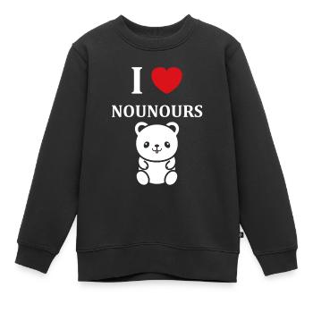 Ours en peluche petit nounours - Sweat Premium enfant bio - noir - Devant - AI Model Kid Female (0cm)