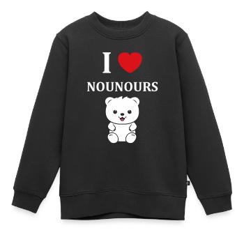 Ours en peluche petit nounours - Sweat Premium enfant bio - noir - Devant - AI Model Kid Female (0cm)