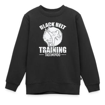 Black Belt in Training Taekwondo Training - Kinder Premium Organic Sweatshirt - Schwarz - Vorne - AI Model Kid Female (0cm)