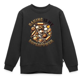 Baking Superpower Bäcker Nachtisch Konditor - Kinder Premium Organic Sweatshirt - Schwarz - Vorne - AI Model Kid Female (0cm)