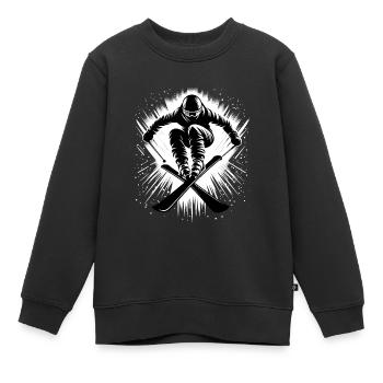 Ski Saut à ski Vacances de ski alpin Piste de ski - Sweat Premium enfant bio - noir - Devant - AI Model Kid Female (0cm)