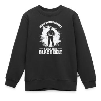 Never underestimate a Black Belt Dude Taekwondo - Kinder Premium Organic Sweatshirt - Schwarz - Vorne - AI Model Kid Female (0cm)