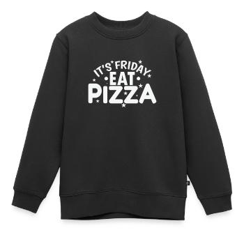 C’est vendredi Mangez de la pizza, du salami et du fromage - Sweat Premium enfant bio - noir - Devant - AI Model Kid Female (0cm)