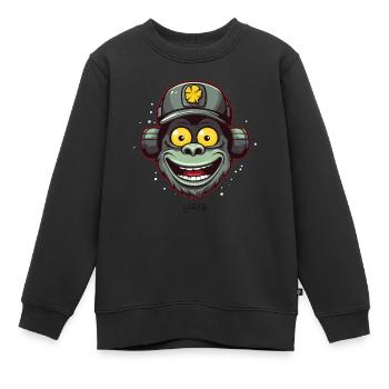 Singe génial, drôle et sympathique - Sweat Premium enfant bio - noir - Devant - AI Model Kid Female (0cm)