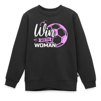 Soccer féminin, Football féminin, Football féminin - Sweat Premium enfant bio - noir - Devant - AI Model Kid Female (0cm)