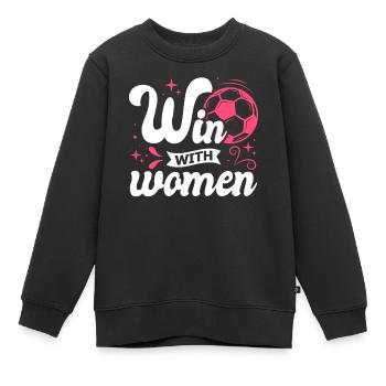 Soccer féminin, Football féminin, Football féminin - Sweat Premium enfant bio - noir - Devant - AI Model Kid Female (0cm)