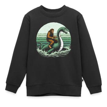 Bigfoot chevauche le Loch Ness - Sweat Premium enfant bio - noir - Devant - AI Model Kid Female (0cm)