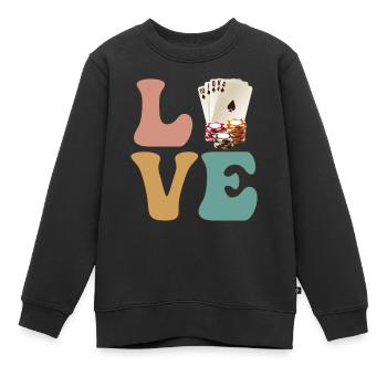 Joueurs de poker Joueurs de casino - Sweat Premium enfant bio - noir - Devant - AI Model Kid Female (0cm)