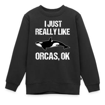 Schwertwal-Fan Klartext Motiv - Kinder Premium Organic Sweatshirt - Schwarz - Vorne - AI Model Kid Female (0cm)