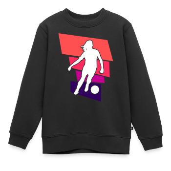 Soccer féminin, Football féminin, Football féminin - Sweat Premium enfant bio - noir - Devant - AI Model Kid Female (0cm)