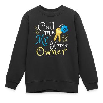 M. Propriétaire - Sweat Premium enfant bio - noir - Devant - AI Model Kid Female (0cm)