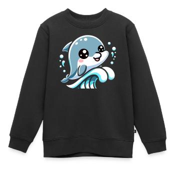 Entzückende Delfinliebhaber-Grafik - Verspieltes Meeresleben - Kinder Premium Organic Sweatshirt - Schwarz - Vorne - AI Model Kid Female (0cm)