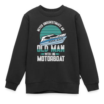 Bateau à moteur - Capitaine Bateau à moteur du lac Boater - Sweat Premium enfant bio - noir - Devant - AI Model Kid Female (0cm)