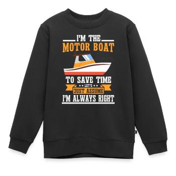 Bateau à moteur - Capitaine Bateau à moteur du lac Boater - Sweat Premium enfant bio - noir - Devant - AI Model Kid Female (0cm)