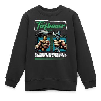 Tiefbauer Beruf mit lustigen Spruch - Kinder Premium Organic Sweatshirt - Schwarz - Vorne - AI Model Kid Female (0cm)