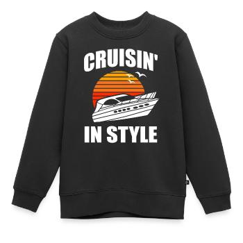 Bateau à moteur - Capitaine Bateau à moteur du lac Boater - Sweat Premium enfant bio - noir - Devant - AI Model Kid Female (0cm)