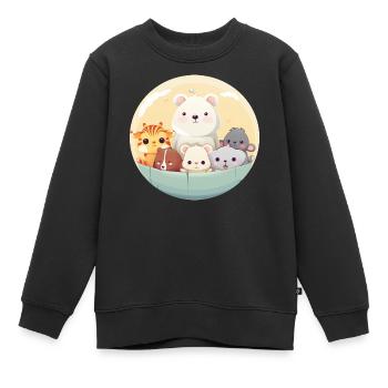 Niedliche Tierfamilie im Cartoon-Stil - Kinder Premium Organic Sweatshirt - Schwarz - Vorne - AI Model Kid Female (0cm)