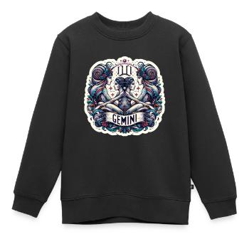 Sternzeichen Zwilling - Kinder Premium Organic Sweatshirt - Schwarz - Vorne - AI Model Kid Female (0cm)