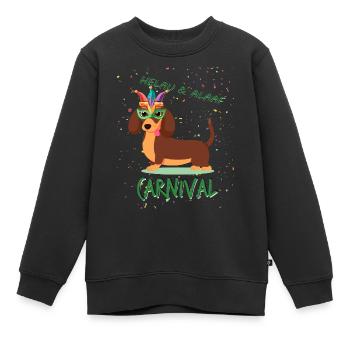 Dackel, Karneval, Fasching, Helau, Alaaf - Kinder Premium Organic Sweatshirt - Schwarz - Vorne - AI Model Kid Female (0cm)