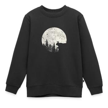Katze im Mondlicht Nachthimmel Krater - Kinder Premium Organic Sweatshirt - Schwarz - Vorne - AI Model Kid Female (0cm)