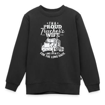Je suis fière d’être la femme d’un camionneur Staße Profession - Sweat Premium enfant bio - noir - Devant - AI Model Kid Female (0cm)