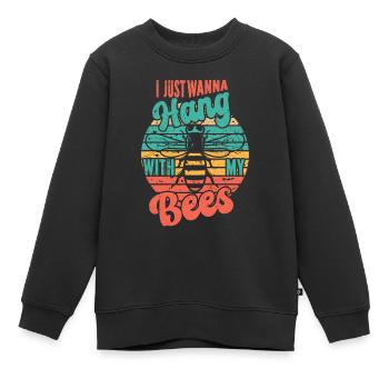Honigbienenwebeke Hive Imkere Wabe - Kinder Premium Organic Sweatshirt - Schwarz - Vorne - AI Model Kid Female (0cm)